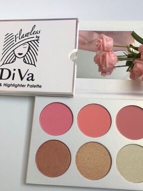 Diva Pink & Coral Blush and Gold Highlighters Palette